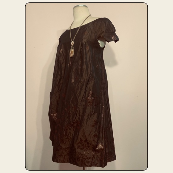 🌸🌼🌺NICOLE MILLER BROWN METALLIC DRESS…Sz 8…NWT - Picture 2 of 8